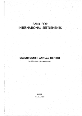 17Th Annual Report of the Bank for International Settlements