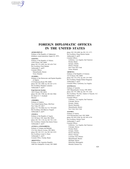 Foreign Diplomatic Offices in the United States