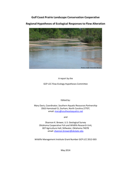 GCP LCC Regional Hypotheses of Ecological Responses to Flow
