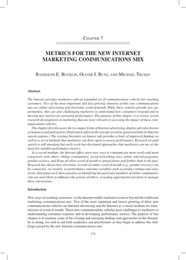 Metrics for the New Internet Marketing Communications Mix 175
