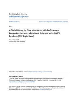 A Digital Library for Plant Information with Performance Comparison Between a Relational Database and a Nosql Database (RDF Triple Store)