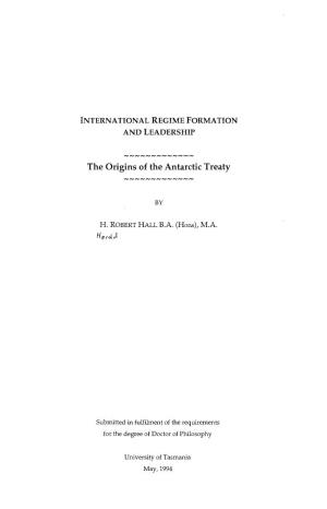 The Origins of the Antarctic Treaty