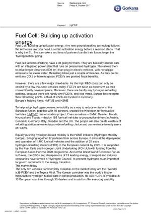 Fuel Cell: Building up Activation Energy Fuel Cell: Building up Activation Energy