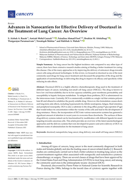 Advances in Nanocarriers for Effective Delivery of Docetaxel in the Treatment of Lung Cancer: an Overview