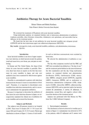 Antibiotics Therapy for Acute Bacterial Tonsillitis