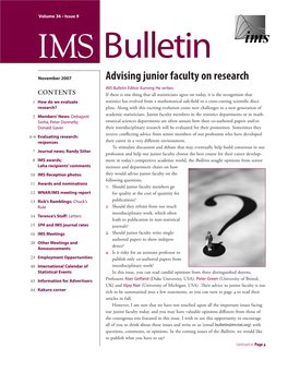 IMS Bulletin Volume 36, Issue 9: November 2007