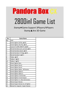 Pandora Boxcx 2800In1 Game List