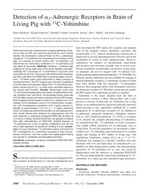 Detection of A2-Adrenergic Receptors in Brain of Living Pig with 11C-Yohimbine