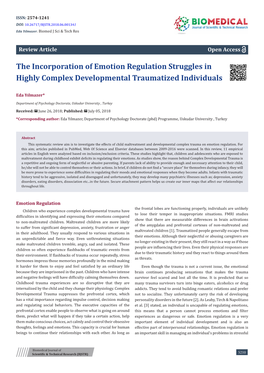 The Incorporation of Emotion Regulation Struggles in Highly Complex Developmental Traumatized Individuals