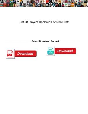 List of Players Declared for Nba Draft