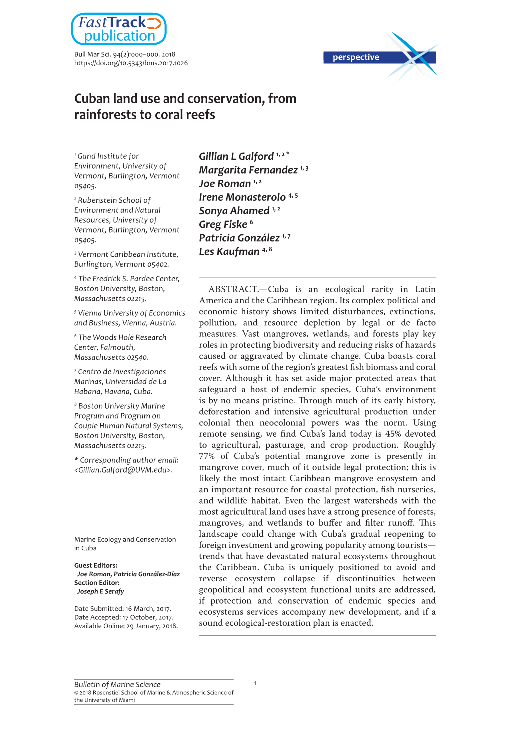 Cuban Land Use and Conservation, from Rainforests to Coral Reefs