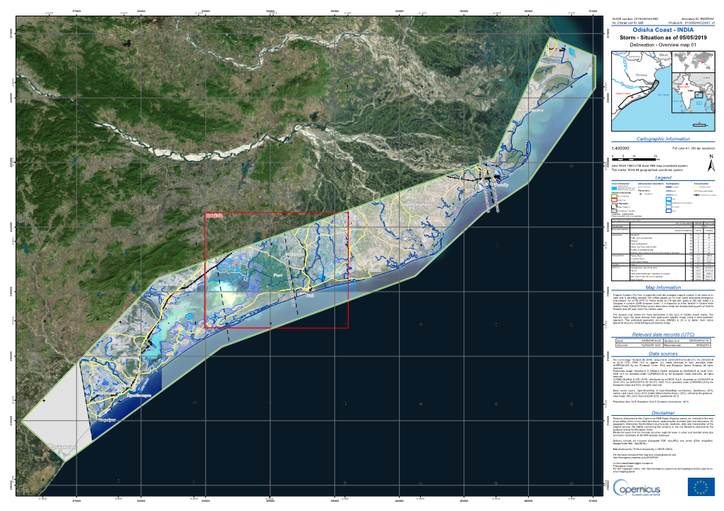 Odisha Coast - INDIA 1 1 3 3 2 2 ! Bhadrak Storm - Situation As of 05/05/2019 ! ! Delineation - Overview Map 01