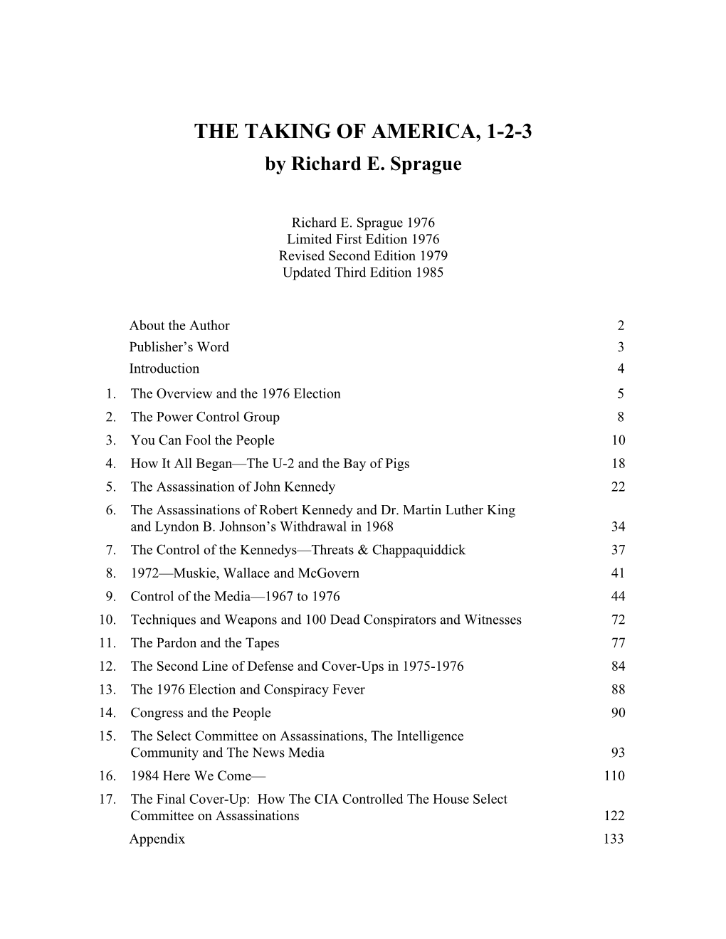 THE TAKING of AMERICA, 1-2-3 by Richard E