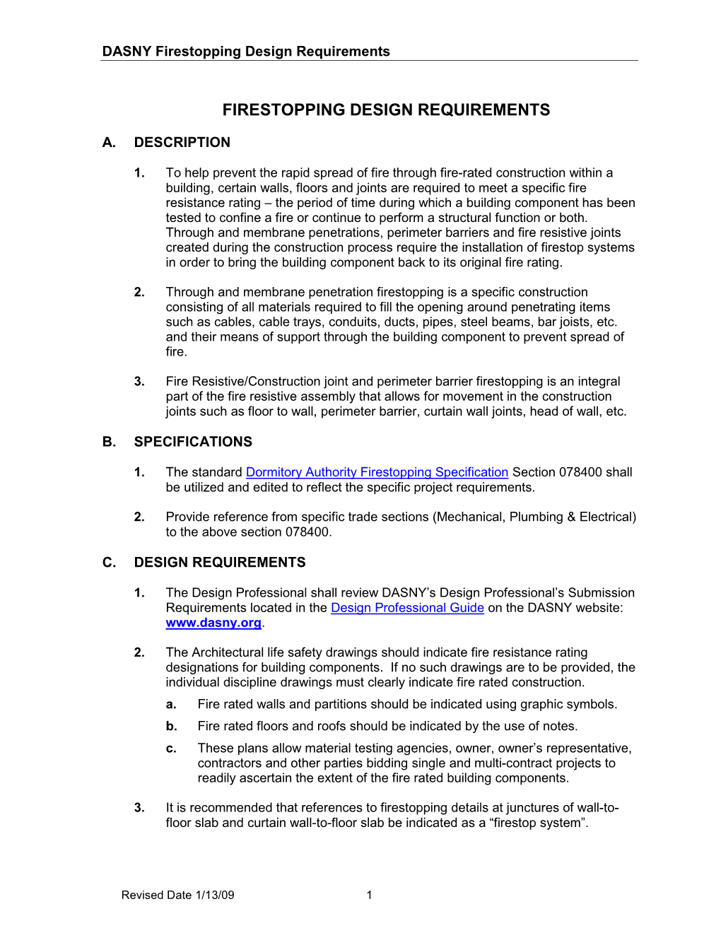 DASNY Firestopping Design Requirements