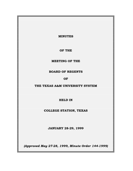 The Texas A&M University System, Meeting of the Board of Regents