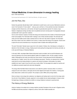 Virtual Medicine: a New Dimension in Energy Healing by Dr