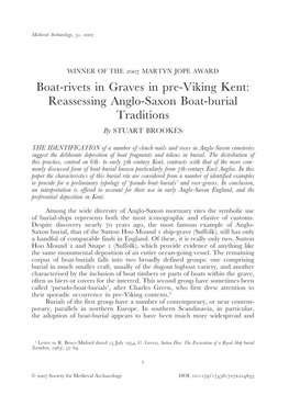 Boat-Rivets in Graves in Pre-Viking Kent: Reassessing Anglo-Saxon Boat-Burial Traditions by STUART BROOKES