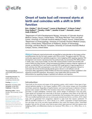 Onset of Taste Bud Cell Renewal Starts at Birth and Coincides with a Shift In