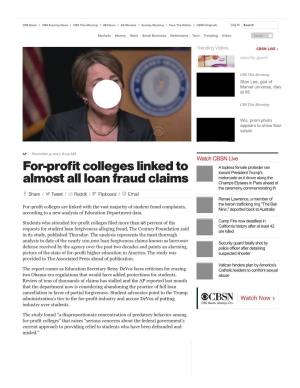 For-Profit Colleges Linked to Almost All Loan Fraud Claims