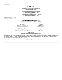 FORM 10-Q the TJX Companies, Inc