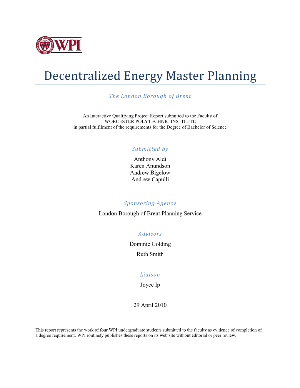 Decentralized Energy Master Planning