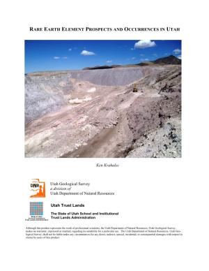 Rare Earth Element Prospects and Occurrences in Utah