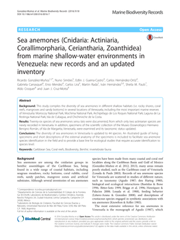 Sea Anemones (Cnidaria: Actiniaria, Corallimorpharia