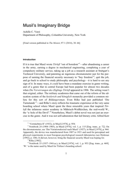 Musil's Imaginary Bridge