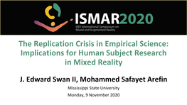The Replication Crisis in Empirical Science: Implications for Human Subject Research in Mixed Reality