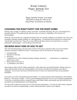 Choosing Your Puppy