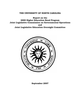 THE UNIVERSITY of NORTH CAROLINA Report on the 2000
