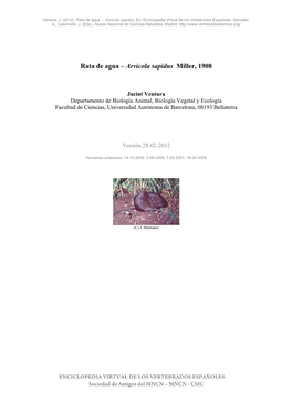 Rata De Agua – Arvicola Sapidus Miller, 1908