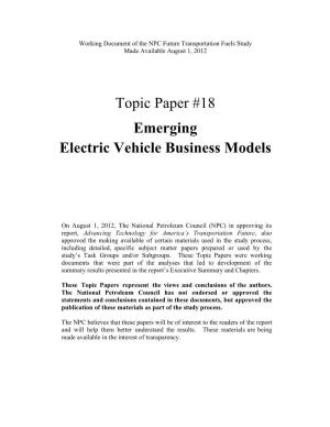 Emerging Electric Vehicle Business Models
