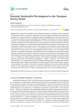 Systemic Sustainable Development in the Transport Service Sector