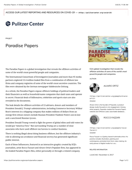 Paradise Papers: a Global Investigation | Pulitzer Center 5/6/20, 11:36 AM