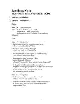 Symphony No 1: Incantations and Lamentations | CD1 1 Part One
