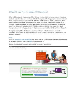 Office 365 Now Free for Eligible NHCC Students!