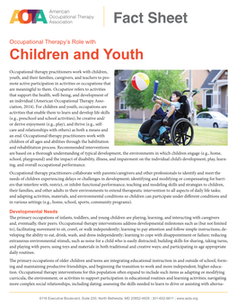 The Role of Occupational Therapy with Children and Youth
