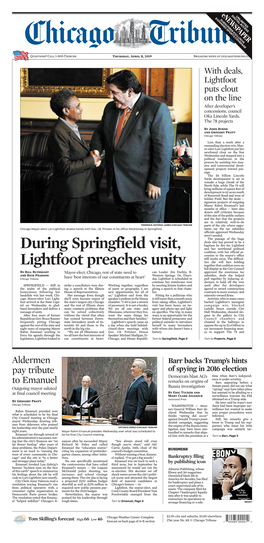During Springfield Visit, Lightfoot Preaches Unity