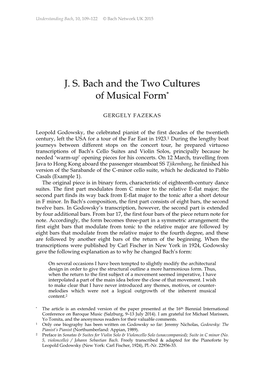 J. S. Bach and the Two Cultures of Musical Form*