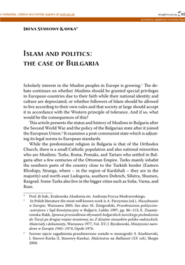 Islam and Politics: the Case of Bulgaria