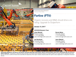 Fortive (FTV) Organic Recovery and M&A Should Drive a Re- Rating; Upgrade to Outperform
