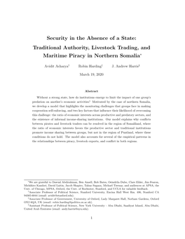 Traditional Authority, Livestock Trading, and Maritime Piracy in Northern Somalia∗