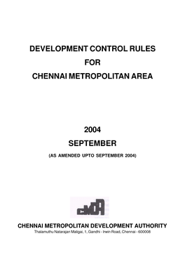 Development Control Rules for Chennai Metropolitan Area 2004 September