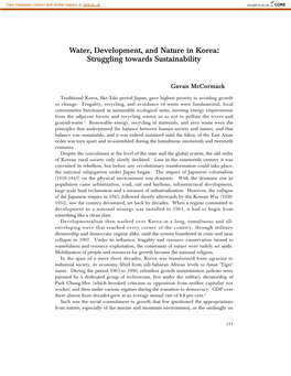 Water, Development, and Nature in Korea: Struggling Towards Sustainability