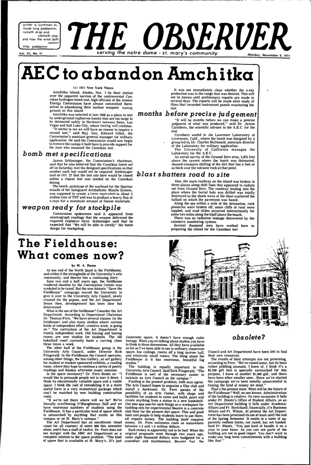 THE OBSERVER Monday, November 8, 1971 Due to Congressional Opposition US Halts Arms Shipments to Pakistan (C) 1!171 New York Times Already Cleared by U.S