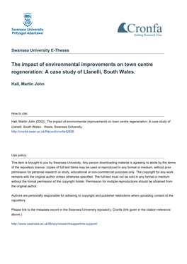 The Impact of Environmental Improvements on Town Centre Regeneration: a Case Study of Llanelli, South Wales