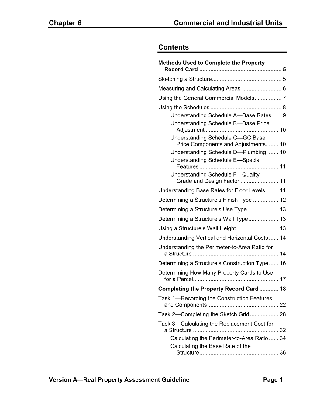 Chapter 6 Commercial and Industrial Units Contents