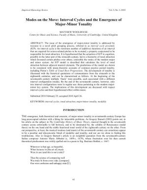 Interval Cycles and the Emergence of Major-Minor Tonality