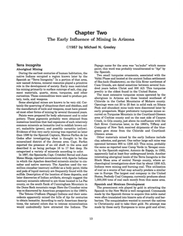 Chapter Two the Early Influence of Mining in Arizona
